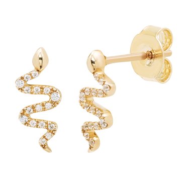 Minimalist Diamond Snake Stud Earrings