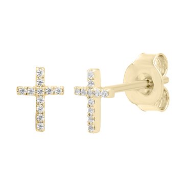 Minimalist Diamond Cross Stud Earrings