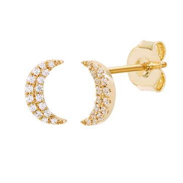 Minimalist Diamond Moon Stud Earrings