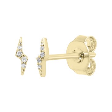Minimalist Diamond Lightening Bolt Stud Earrings