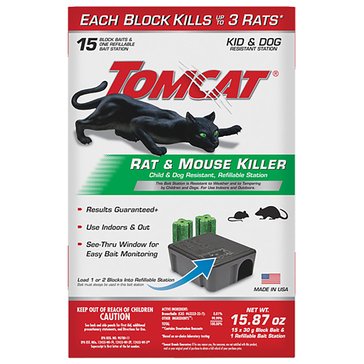 Tomcat Rat Mouse Refillable Bait Station Plus 15 Bait Refills