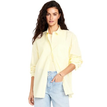 Old Navy Women's Long Sleeve Stripe Boyfriend Poplin Shirt