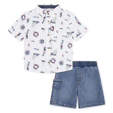 Levi's Toddler Boys' Watercolor Sailing Cargo Short Set