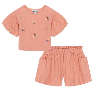 Kids Headquarters Baby Girls' Solid Crinkle Knit Short Set, 2-Piece