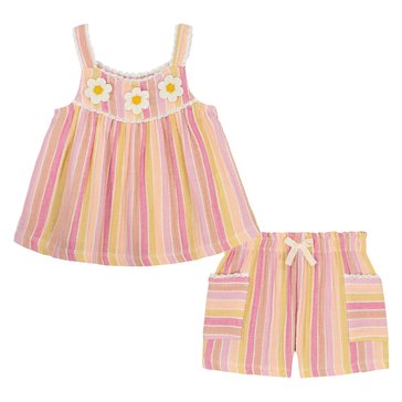 Kids Headquarters Baby Girls' Striped Short Set, 2-Piece