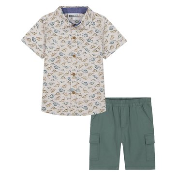 Kids Headquarters Baby Boys' Dino Button Up Woven Short Set,  2-Piece 