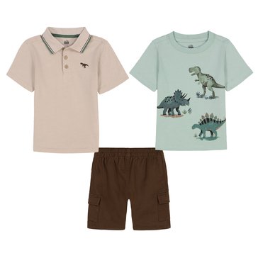 Kids Headquarters Baby Boys' Polo Dino Tee Short Set, 3-Piece