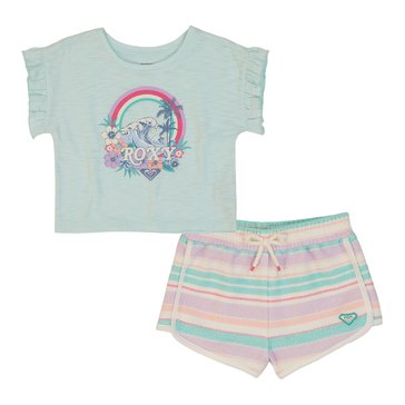 Roxy Baby Girls' Ruffle Sleeve Loop Terry Short Set, 2-Piece