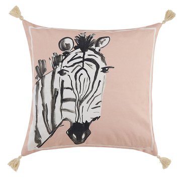 Peking Handicraft Zebra Pillow with Tassels