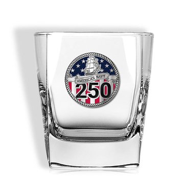 Sparta Pewter Navy 250th Birthday Square Rocks Glass