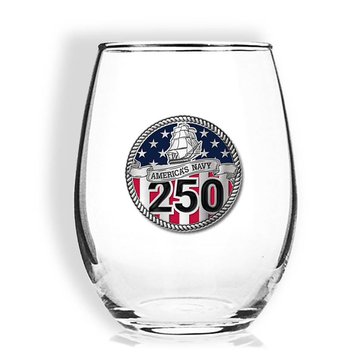 Sparta Pewter Navy 250th Birthday Stemless Wine Glass
