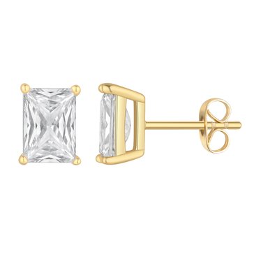 Emerald Cut 2 cttw Cubic Zirconia Stud Earrings