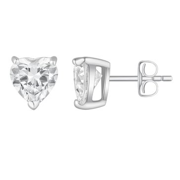 Heart Cut 2 cttw Cubic Zirconia Stud Earrings