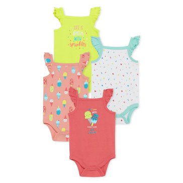 Koala Baby Girls' Sleeveless Bodysuit, 4-Pack
