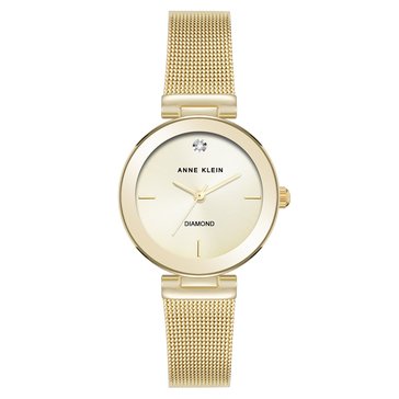 Anne Klein Diamond Dial Mesh Bracelet Watch
