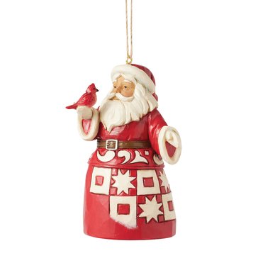 Jim Shore Nordic Noel Santa With Cardinal Ornament