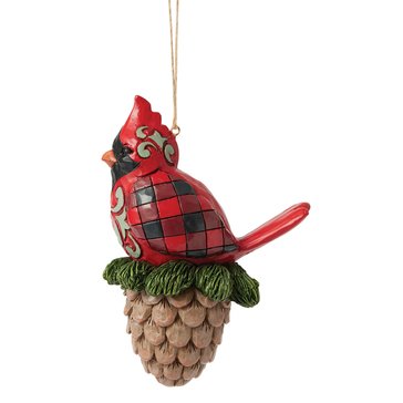 Jim Shore Highland Glen Cardinal On Pinecone Ornament