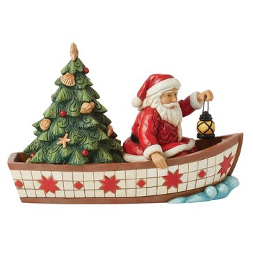 Jim Shore Santa in Boat with Tree Figurine