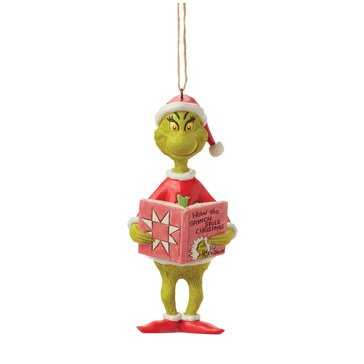 Jim Shore Grinch with How The Grinch Stole Christmas Book Ornament