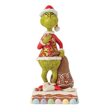 Jim Shore Grinch Eating Gingerbread Cookie and Milk Figurine