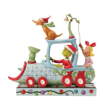 Jim Shore Grinch, Max and Cindy in Grinchy Train Figurine