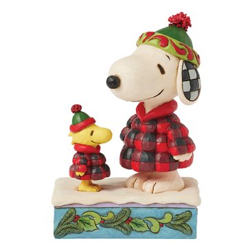 Jim Shore Snoopy and Woodstock Plaid Puffer Jackets