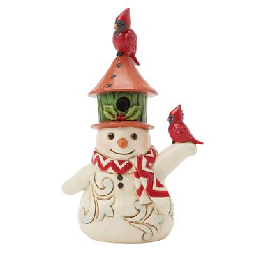 Jim Shore Snowman Birdhouse Hat Mini Figurine