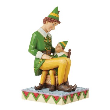 Jim Shore Buddy Elf Sitting on Papa Elf Figurine