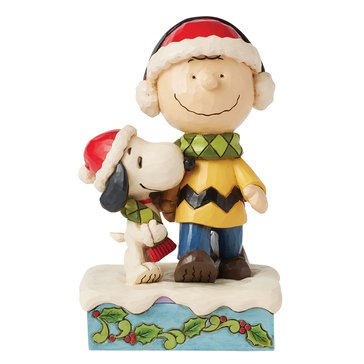 Jim Shore Charlie Brown and Snoopy Wrapped in Scarf