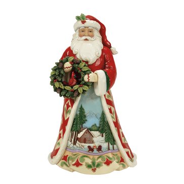 Jim Shore Lodge Santa Wreath and Scene Figurine