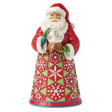 Jim Shore Santa Holding Snowman Mini Globe Figurine