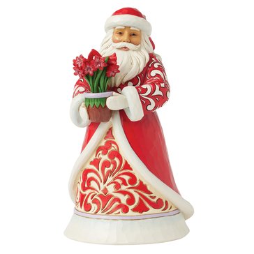 Jim Shore Santa with Blooming Amaryllis Figurine