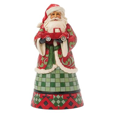 Jim Shore Highland Glen Santa Holding Red Truck Figurine