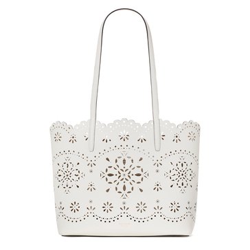 Kate Spade Do It All Spade Flower Perforated Fine Grain Leather Large Tote