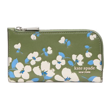 Kate Spade Devin Painterly Bouquet Embossed Smooth Leather Small Slim Bifold Wallet