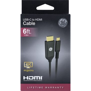 GE 6-Foot USB-C to HDMI 2.0 Cable
