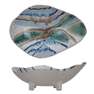 Bloomingville Stoneware Footed Organic Shaped Bowl