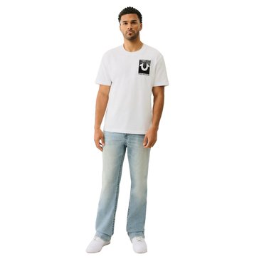 True Religion Men's Short Sleeve Buddha Face Flock Tee