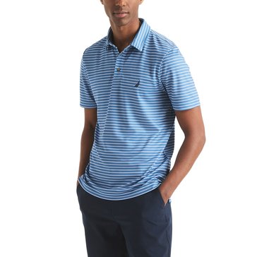Nautica Men's Printed Stripe Short Sleeve Golf Polo With Collar Stay