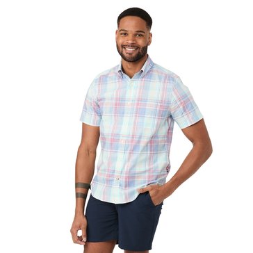 Nautica Men's Short Sleeve Yd Slub Cotton Plaid