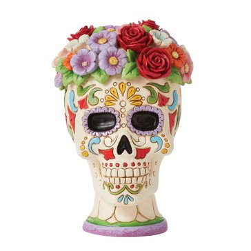 Jim Shore Figurine Skull with Flower Decor