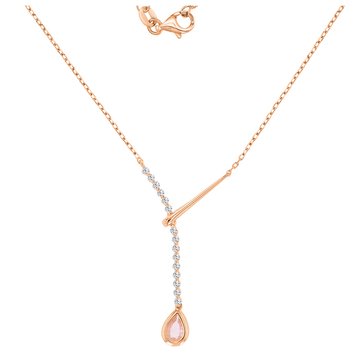 Lulea Pear Round Morganite Nano Y Necklace