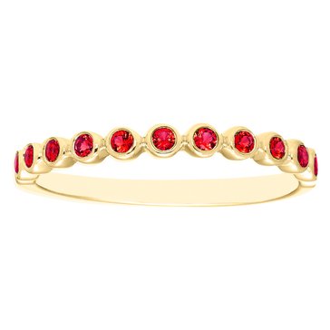Created Ruby Round Bezel Semi Eternity Band