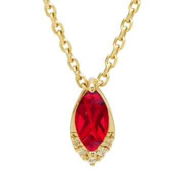 Created Ruby Marquise Pendant Necklace