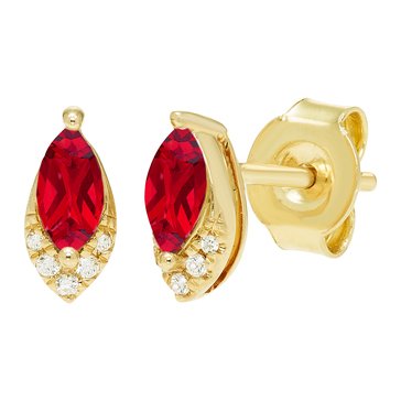 Created Ruby Marquise Stud Earrings
