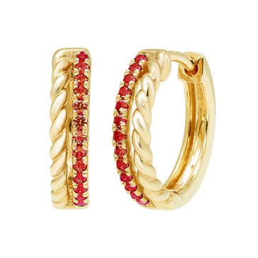 Created Ruby Huggie Hoop Earrings