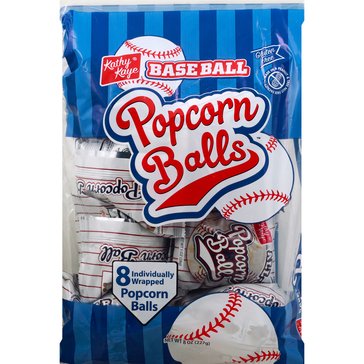Kathy Kaye Baseball Popcorn Ball, 8-Pack