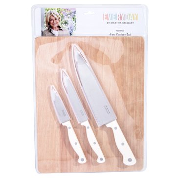 Martha Stewart Keswick 4-Piece Cutlery with Wood Board Set