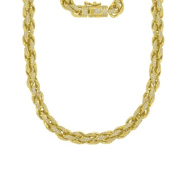 Rope Pave CZ Chain Necklace with Box Lock, 7mm