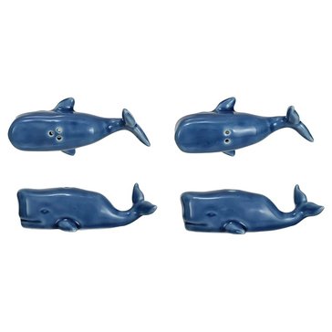 Creative Co-Op Stoneware Whale Salt and Pepper Shakers, Set of 2